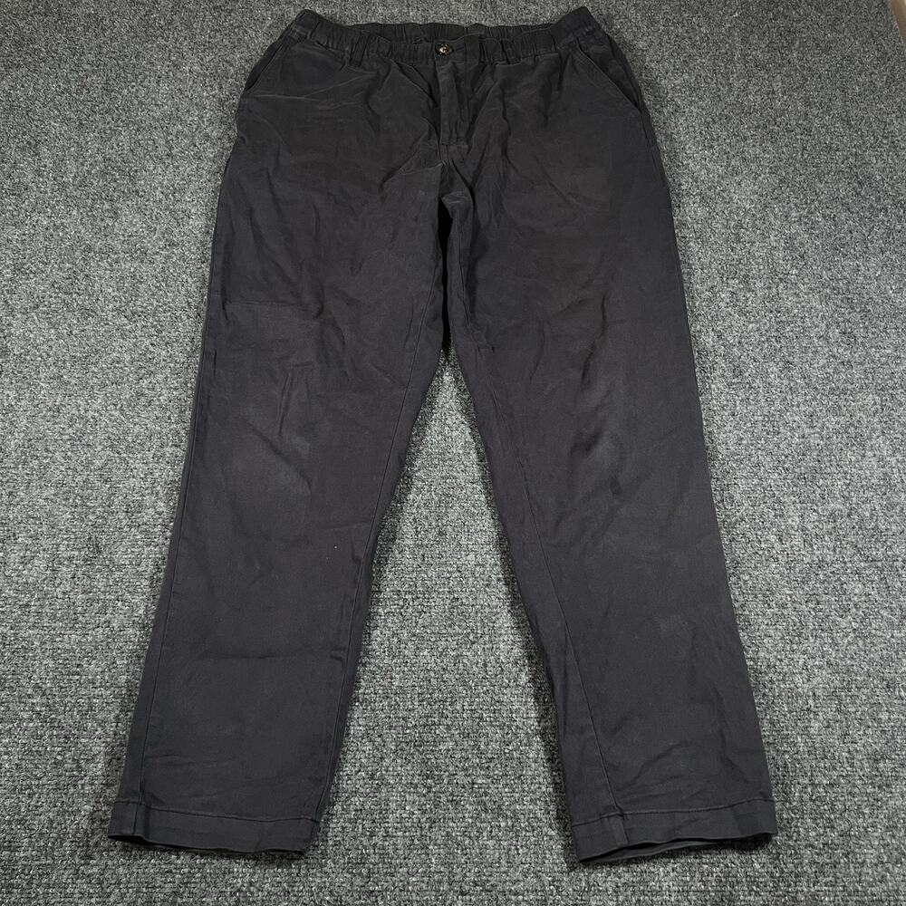Cove USA Pants Mens 34 Black Elastic Waist Stretch Cotton Chinos Golf Casual